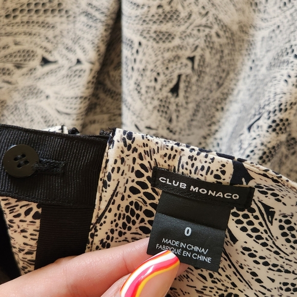 Club Monaco White Black Floral Pencil Skirt High Waisted Rise Office Work Cotton - Picture 5 of 9